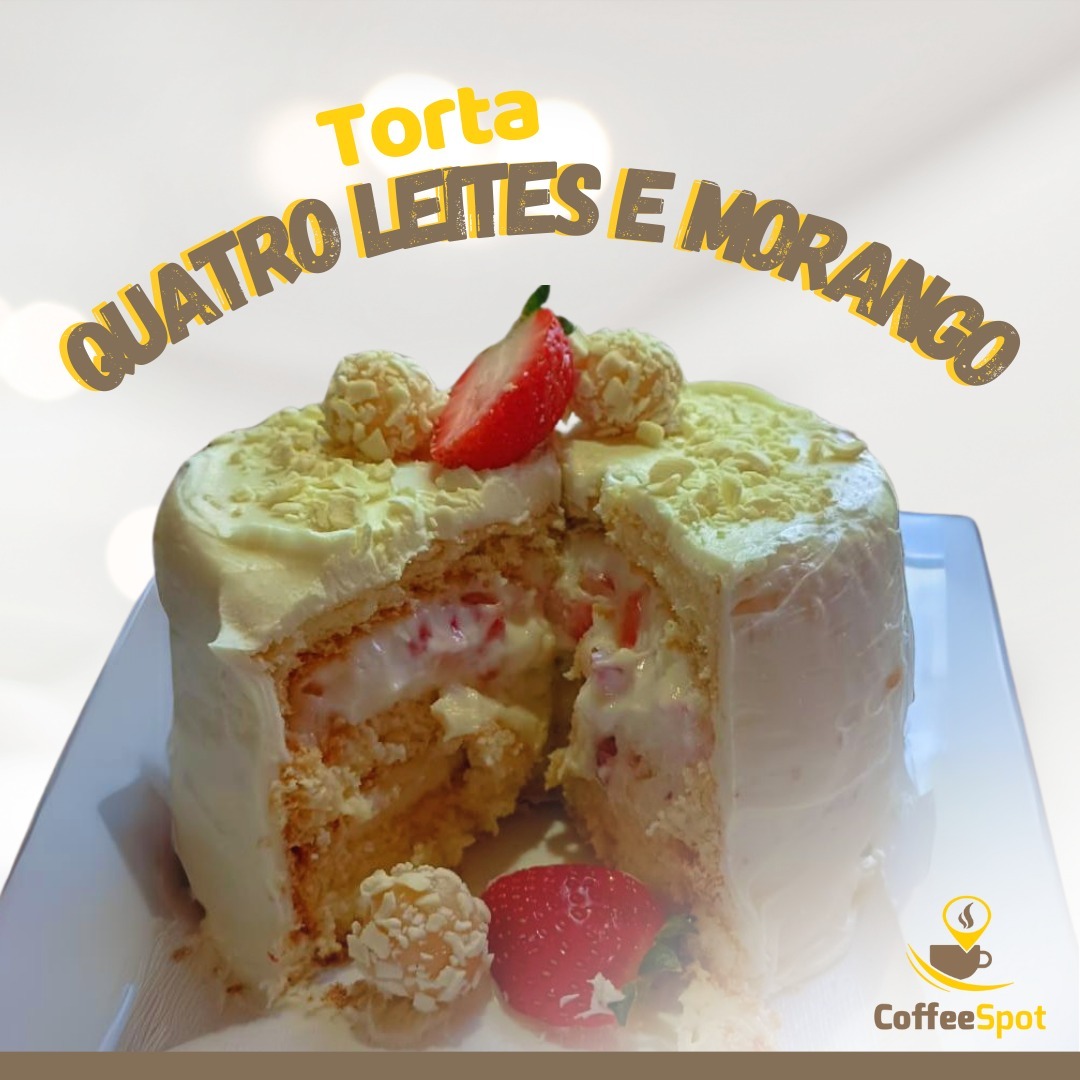 Torta 4 leites com morango